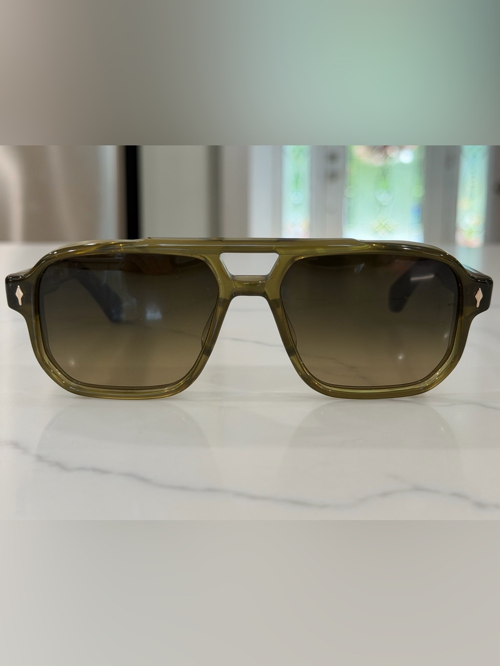 Jacques Marie Mage Yellowstone Grayling Sunglasses Green & Brown